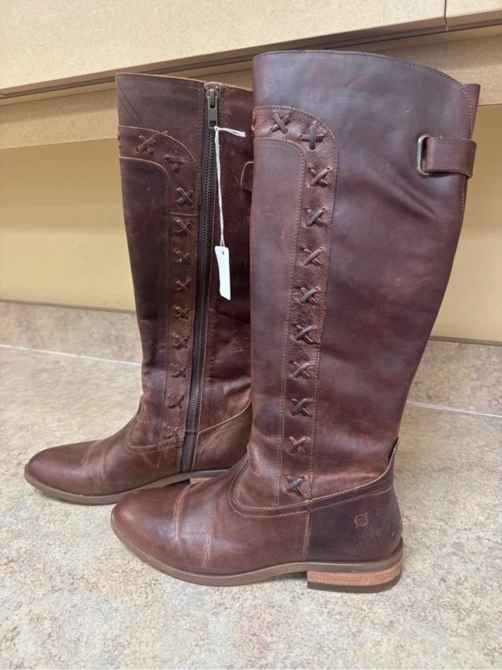 Women's Brown Leather Tall Riding Boots